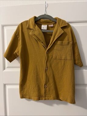 ZARA Kids Mustard Short-Sleeve Button Shirt